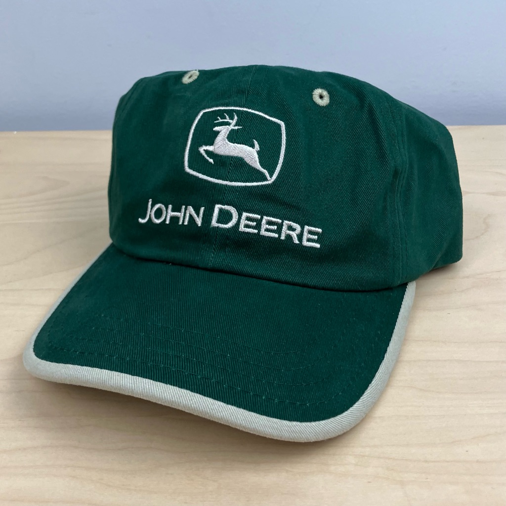 John Deere Strapback Dad Hat Green Beige Embroidered Logo Nwt